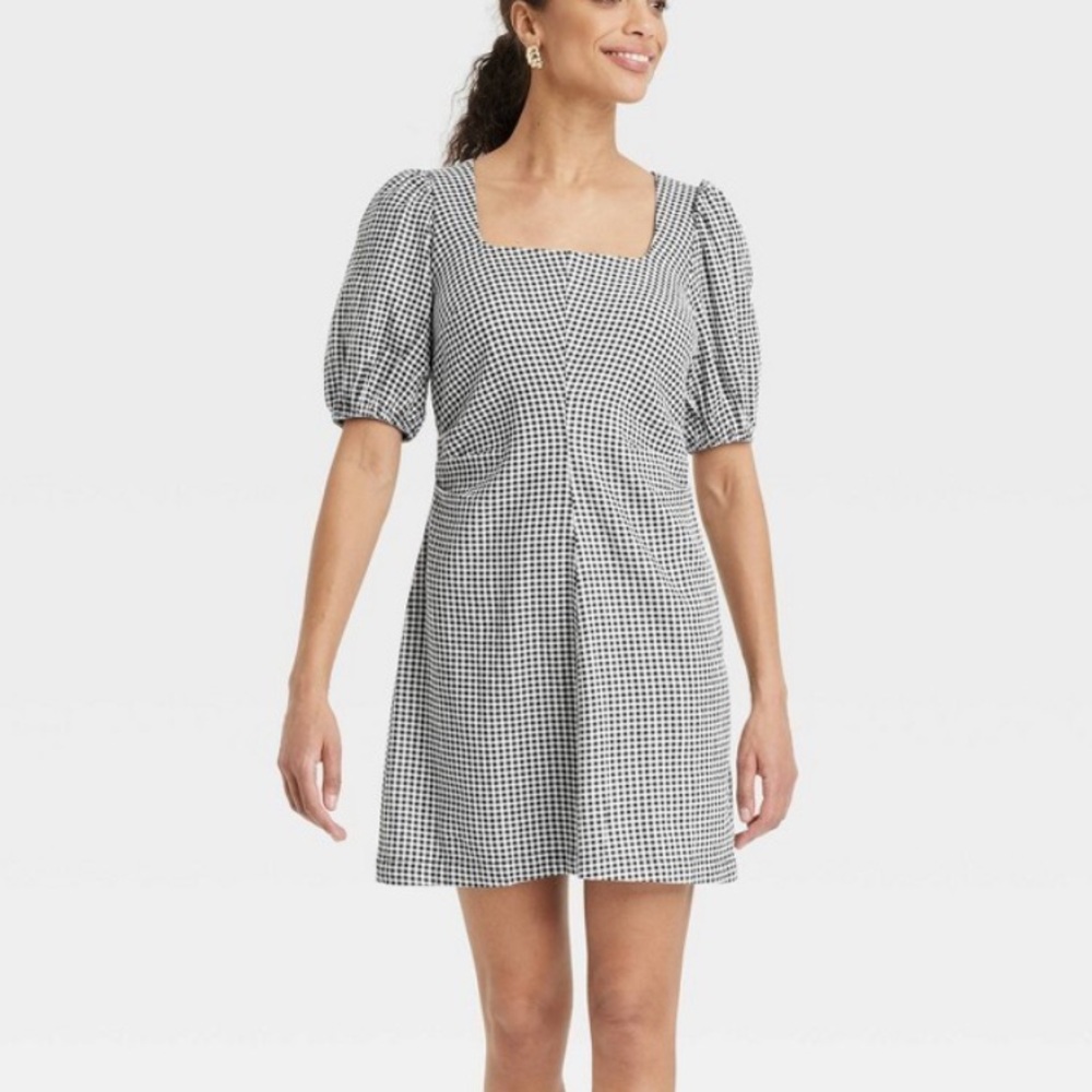 A New Day Size 2 or 6 Puff Sleeve Checkered Dress